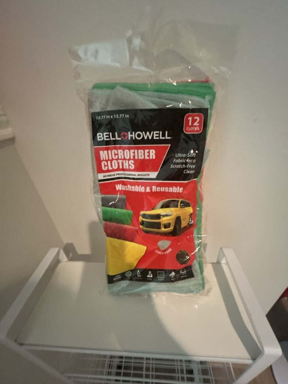 Bell+Howell Microfiber Cloths 12-Pack Washable & Reusable 13.77 in x 13.77 in